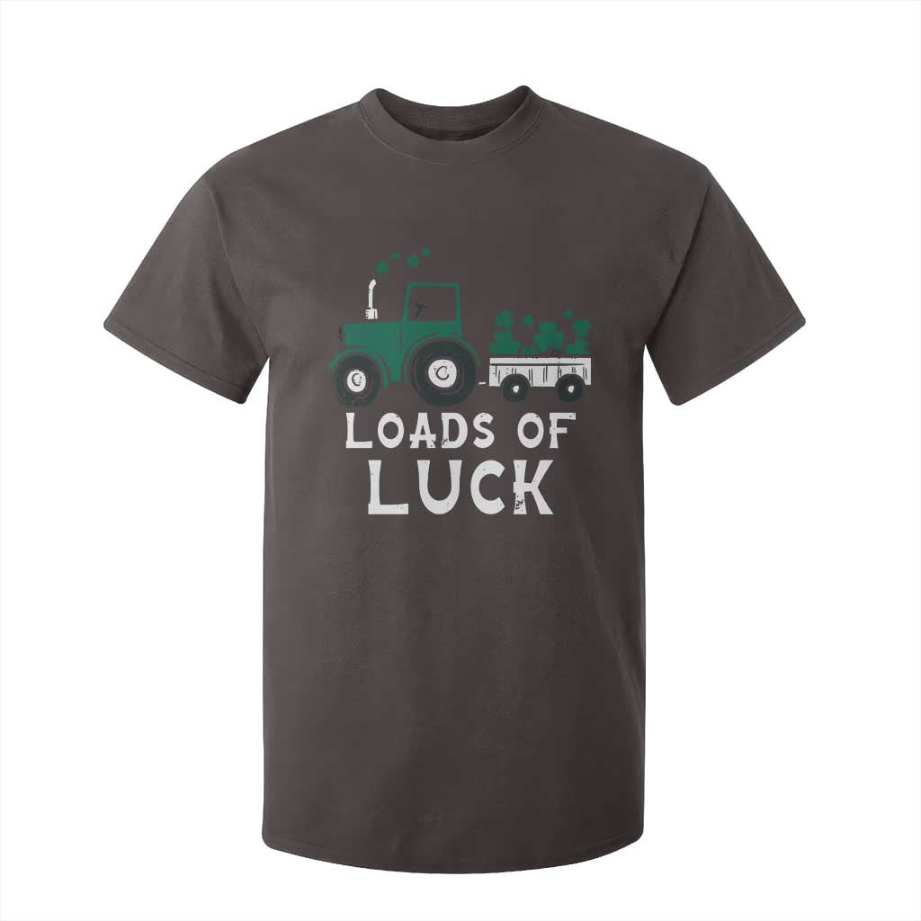 Boys St Patricks Day T Shirt For Kid Loads Of Luck Lucky Tractor Truck TS10 Dark Chocolate Print Your Wear