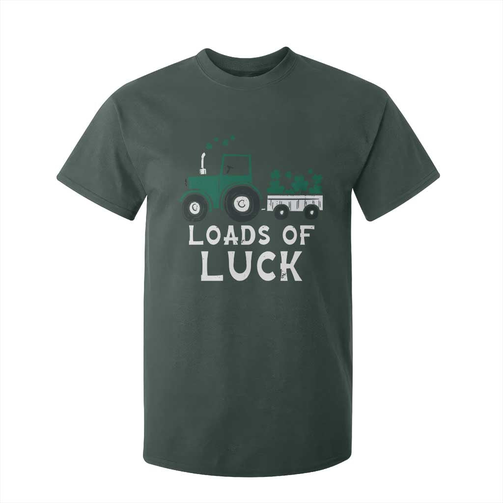 Boys St Patricks Day T Shirt For Kid Loads Of Luck Lucky Tractor Truck TS10 Dark Forest Green Print Your Wear