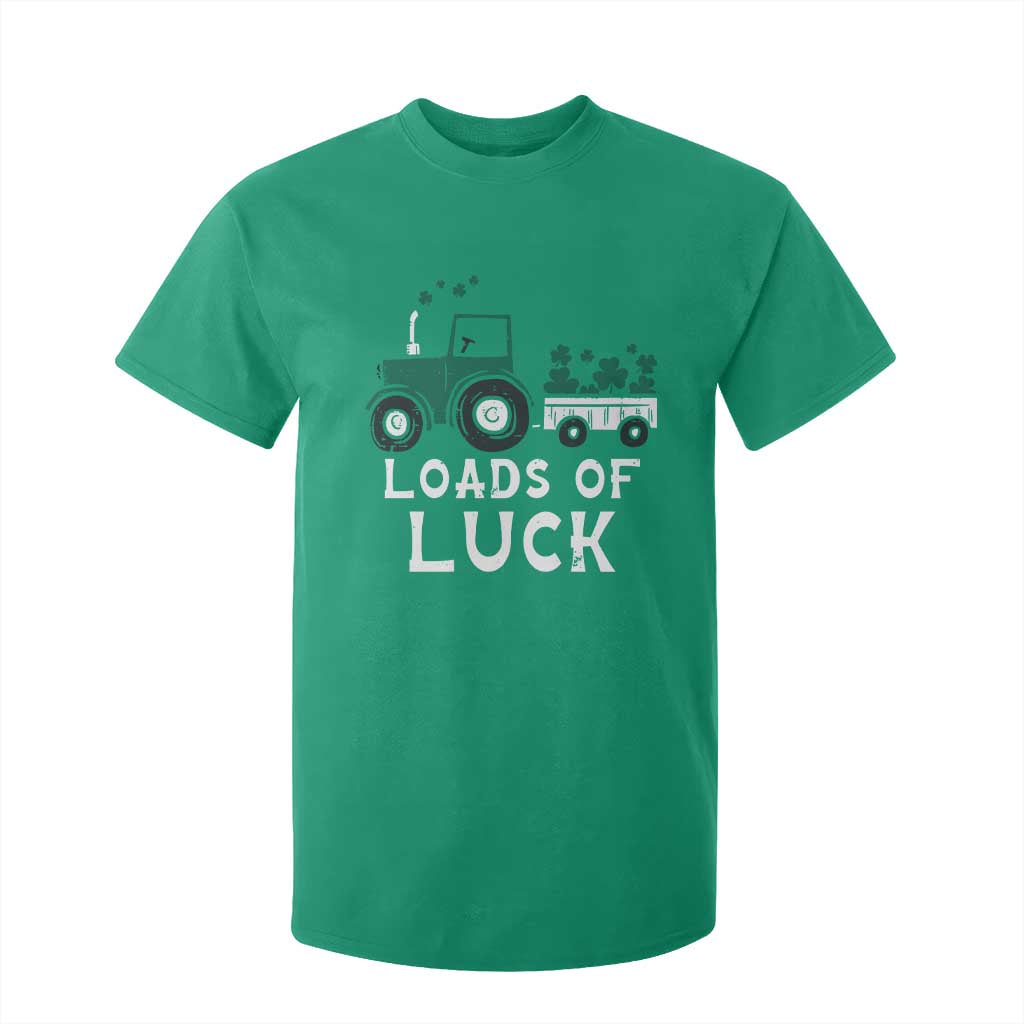 Boys St Patricks Day T Shirt For Kid Loads Of Luck Lucky Tractor Truck TS10 Irish Green Print Your Wear