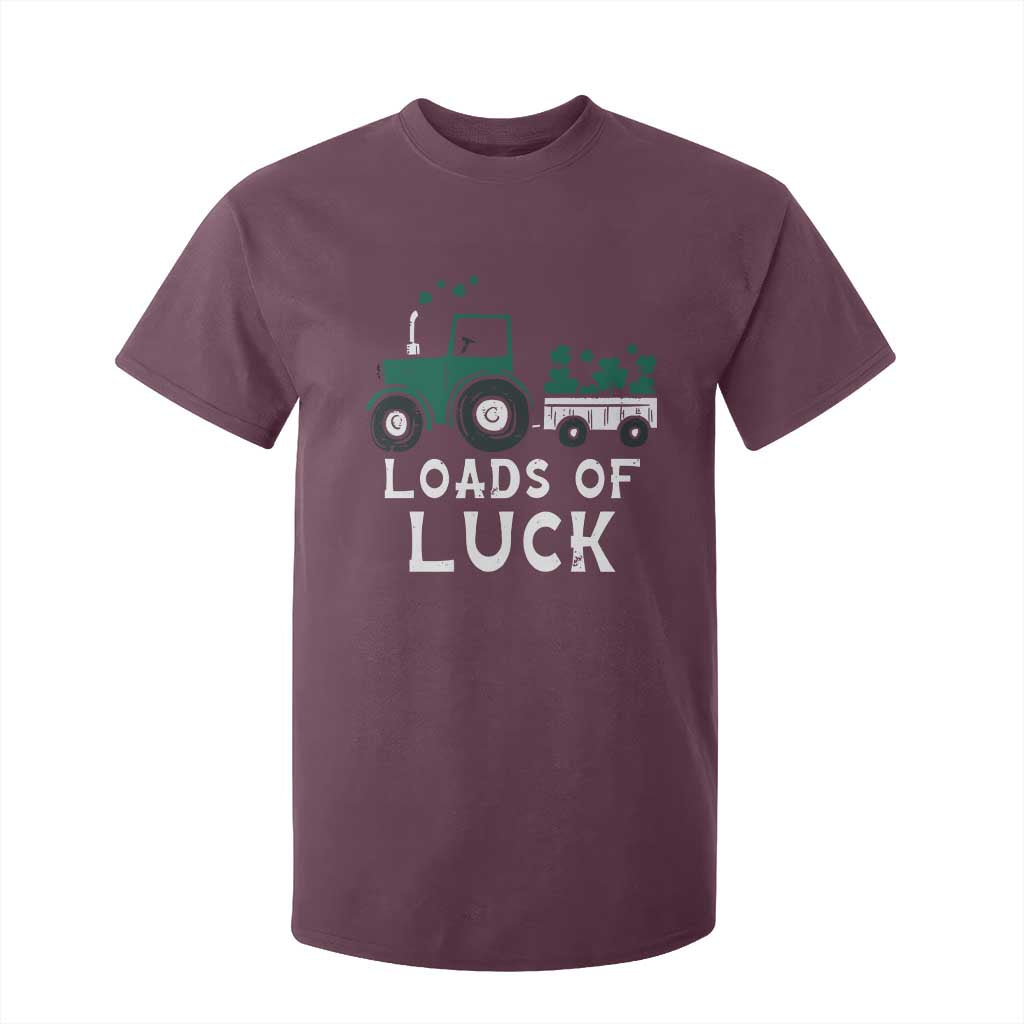 Boys St Patricks Day T Shirt For Kid Loads Of Luck Lucky Tractor Truck TS10 Maroon Print Your Wear