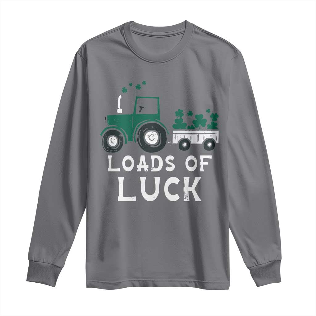Boys St Patricks Day Long Sleeve Shirt Loads Of Luck Lucky Tractor Truck TS10 Charcoal Print Your Wear
