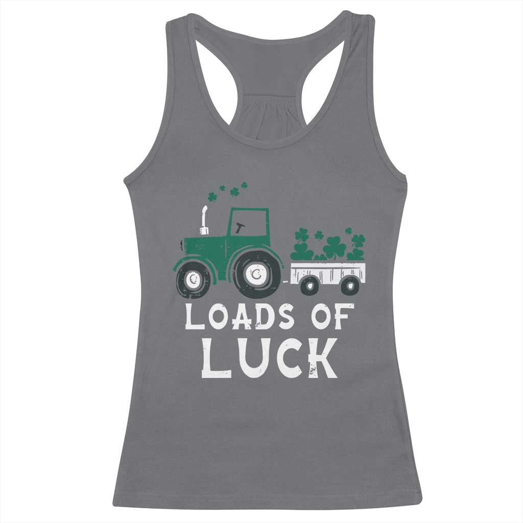 Boys St Patricks Day Racerback Tank Top Loads Of Luck Lucky Tractor Truck TS10 Charcoal Print Your Wear