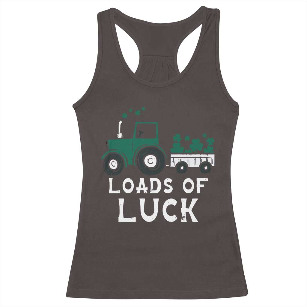 Boys St Patricks Day Racerback Tank Top Loads Of Luck Lucky Tractor Truck TS10 Dark Chocolate Print Your Wear