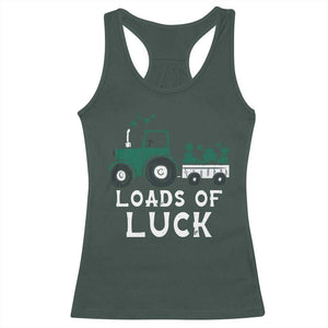 Boys St Patricks Day Racerback Tank Top Loads Of Luck Lucky Tractor Truck TS10 Dark Forest Green Print Your Wear