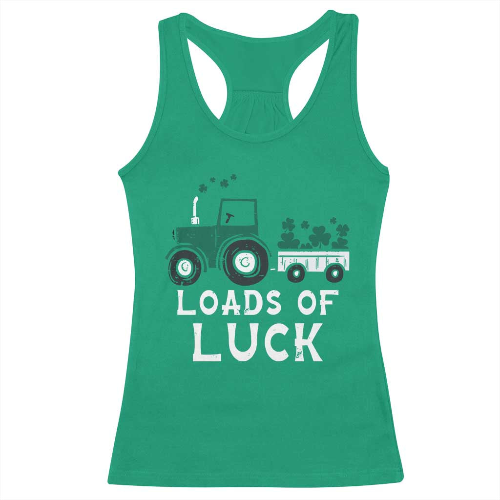 Boys St Patricks Day Racerback Tank Top Loads Of Luck Lucky Tractor Truck TS10 Irish Green Print Your Wear