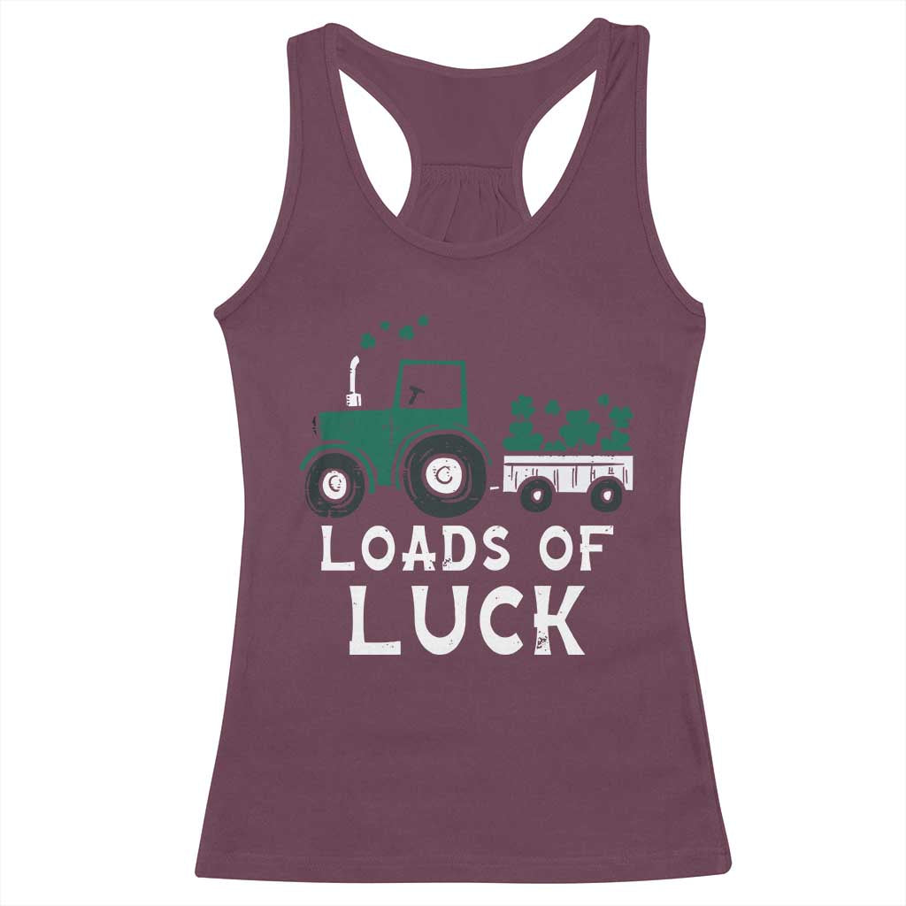 Boys St Patricks Day Racerback Tank Top Loads Of Luck Lucky Tractor Truck TS10 Maroon Print Your Wear