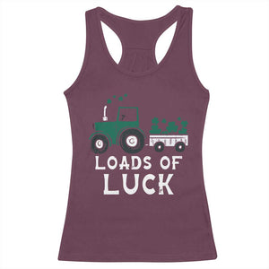 Boys St Patricks Day Racerback Tank Top Loads Of Luck Lucky Tractor Truck TS10 Maroon Print Your Wear