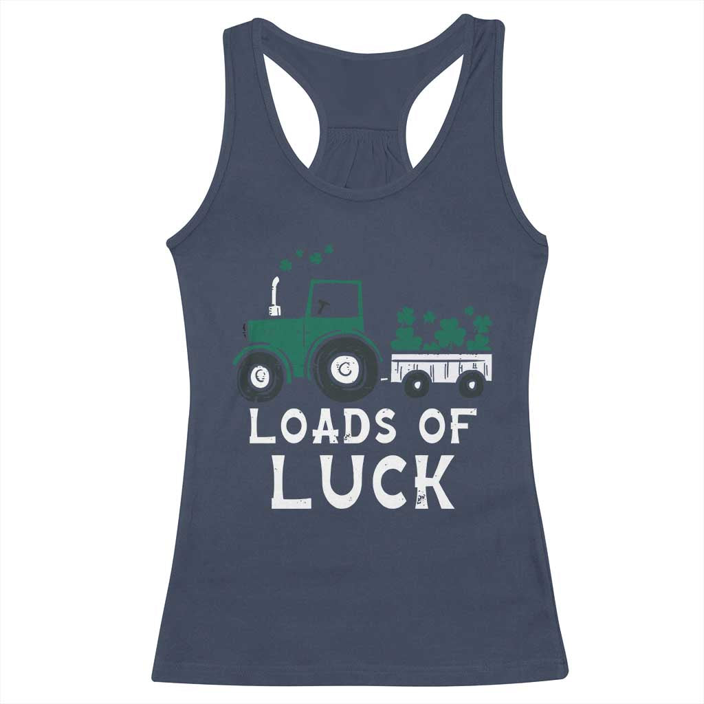 Boys St Patricks Day Racerback Tank Top Loads Of Luck Lucky Tractor Truck TS10 Navy Print Your Wear