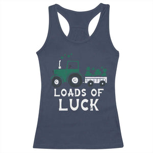 Boys St Patricks Day Racerback Tank Top Loads Of Luck Lucky Tractor Truck TS10 Navy Print Your Wear
