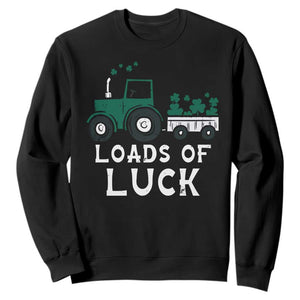 Boys St Patricks Day Sweatshirt Loads Of Luck Lucky Tractor Truck TS10 Black Print Your Wear