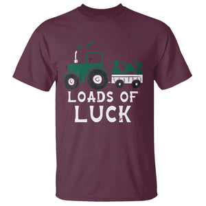 Boys St Patricks Day T Shirt Loads Of Luck Lucky Tractor Truck TS10 Maroon Print Your Wear