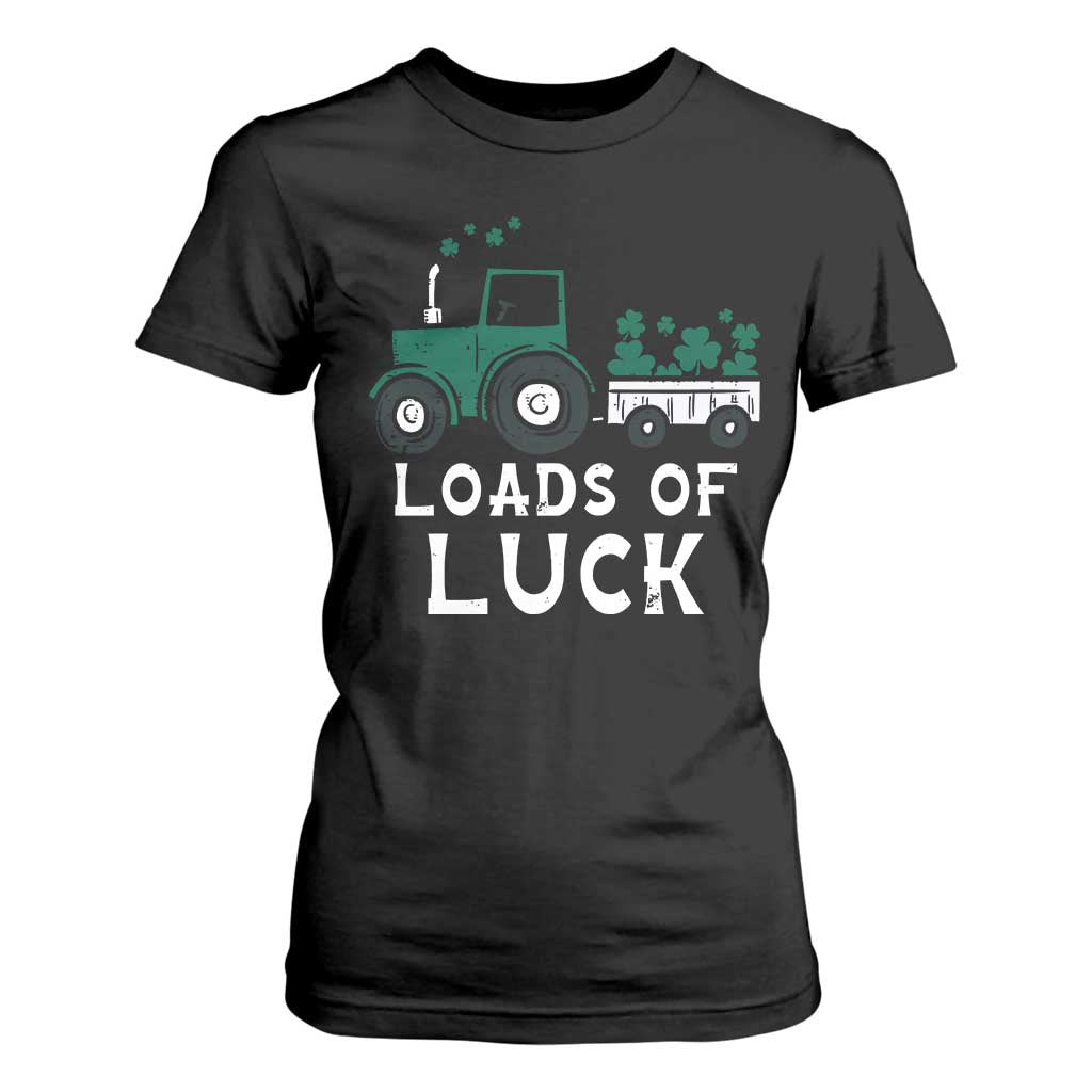 Boys St Patricks Day T Shirt For Women Loads Of Luck Lucky Tractor Truck TS10 Black Print Your Wear