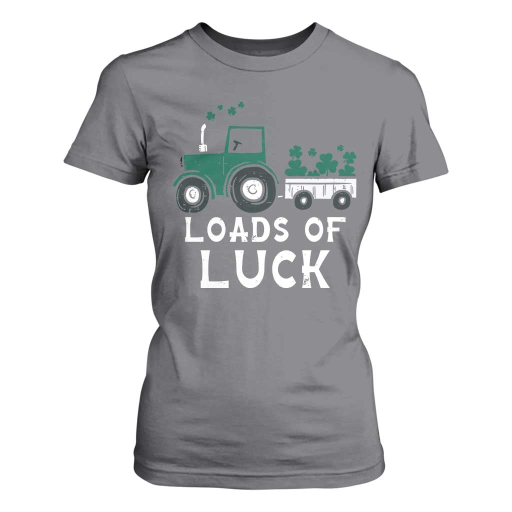 Boys St Patricks Day T Shirt For Women Loads Of Luck Lucky Tractor Truck TS10 Charcoal Print Your Wear