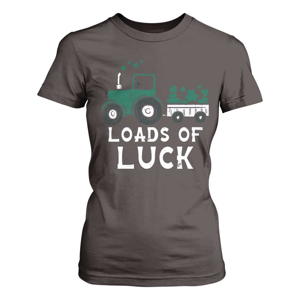 Boys St Patricks Day T Shirt For Women Loads Of Luck Lucky Tractor Truck TS10 Dark Chocolate Print Your Wear