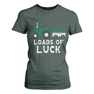 Boys St Patricks Day T Shirt For Women Loads Of Luck Lucky Tractor Truck TS10 Dark Forest Green Print Your Wear