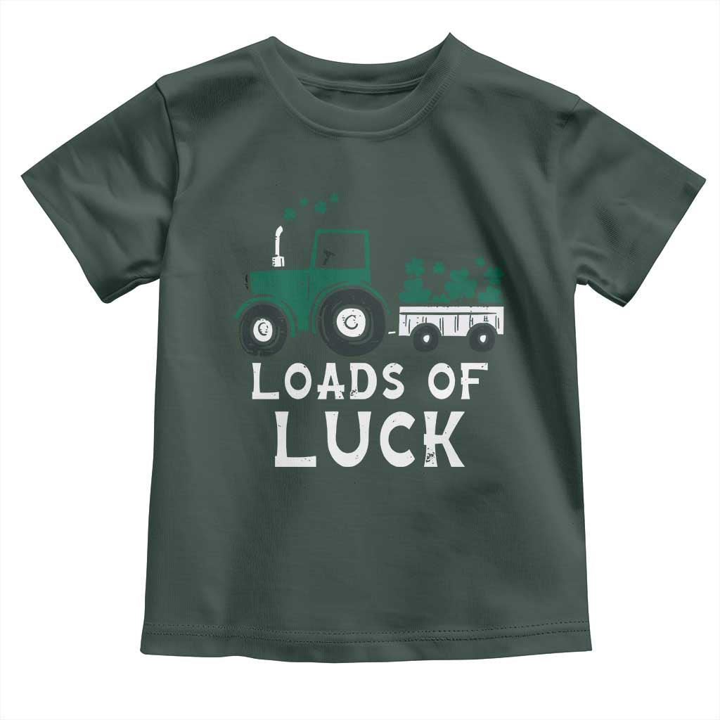 Boys St Patricks Day Toddler T Shirt Loads Of Luck Lucky Tractor Truck TS10 Dark Forest Green Print Your Wear