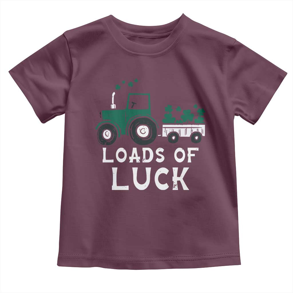 Boys St Patricks Day Toddler T Shirt Loads Of Luck Lucky Tractor Truck TS10 Maroon Print Your Wear