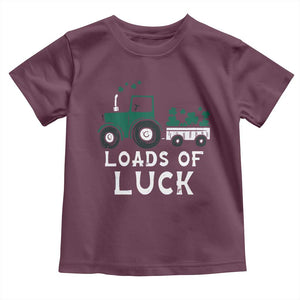 Boys St Patricks Day Toddler T Shirt Loads Of Luck Lucky Tractor Truck TS10 Maroon Print Your Wear