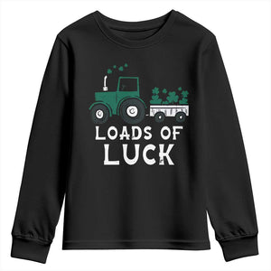 Boys St Patricks Day Youth Sweatshirt Loads Of Luck Lucky Tractor Truck TS10 Black Print Your Wear