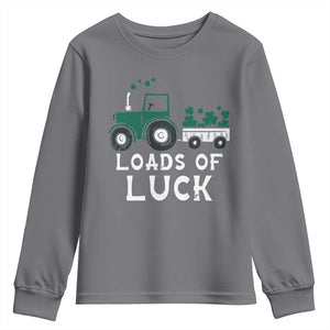 Boys St Patricks Day Youth Sweatshirt Loads Of Luck Lucky Tractor Truck TS10 Charcoal Print Your Wear