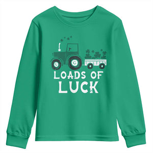 Boys St Patricks Day Youth Sweatshirt Loads Of Luck Lucky Tractor Truck TS10 Irish Green Print Your Wear