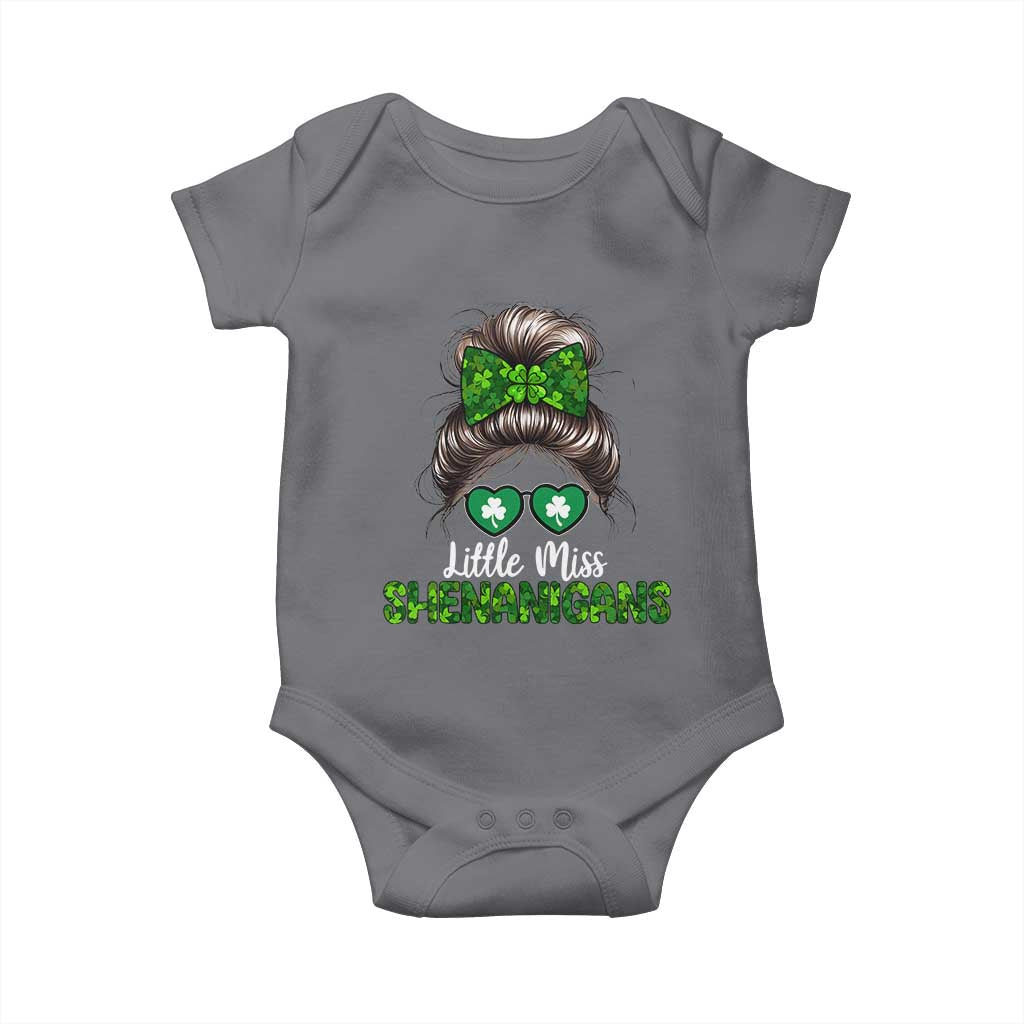 Little Miss Shenanigans St Patricks Day Baby Onesie Kids Girls Toddler TS10 Charcoal Print Your Wear