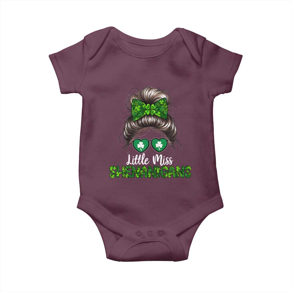 Little Miss Shenanigans St Patricks Day Baby Onesie Kids Girls Toddler TS10 Maroon Print Your Wear