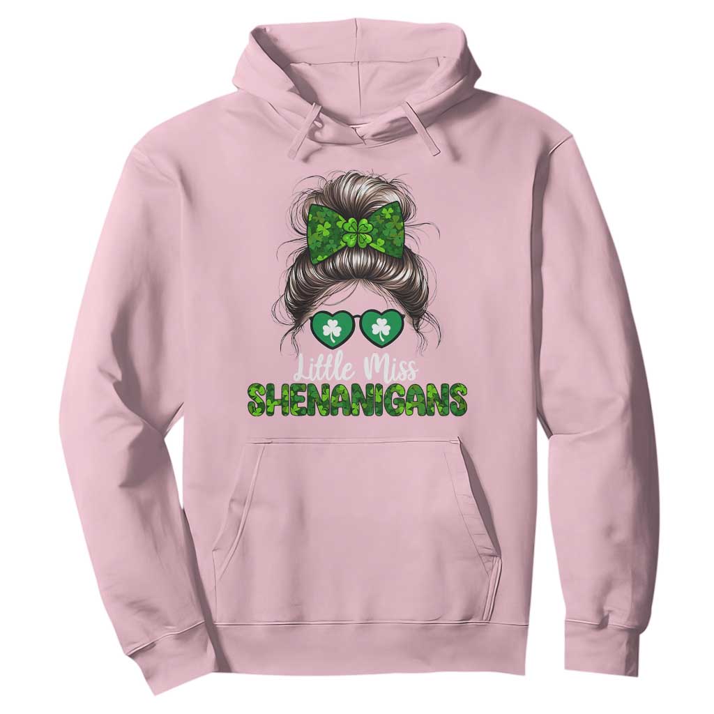 Little Miss Shenanigans St Patricks Day Hoodie Kids Girls Toddler TS10 Light Pink Print Your Wear