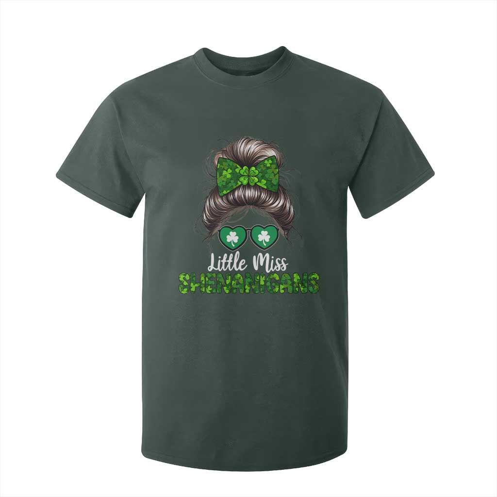 Little Miss Shenanigans St Patricks Day T Shirt For Kid Kids Girls Toddler TS10 Dark Forest Green Print Your Wear
