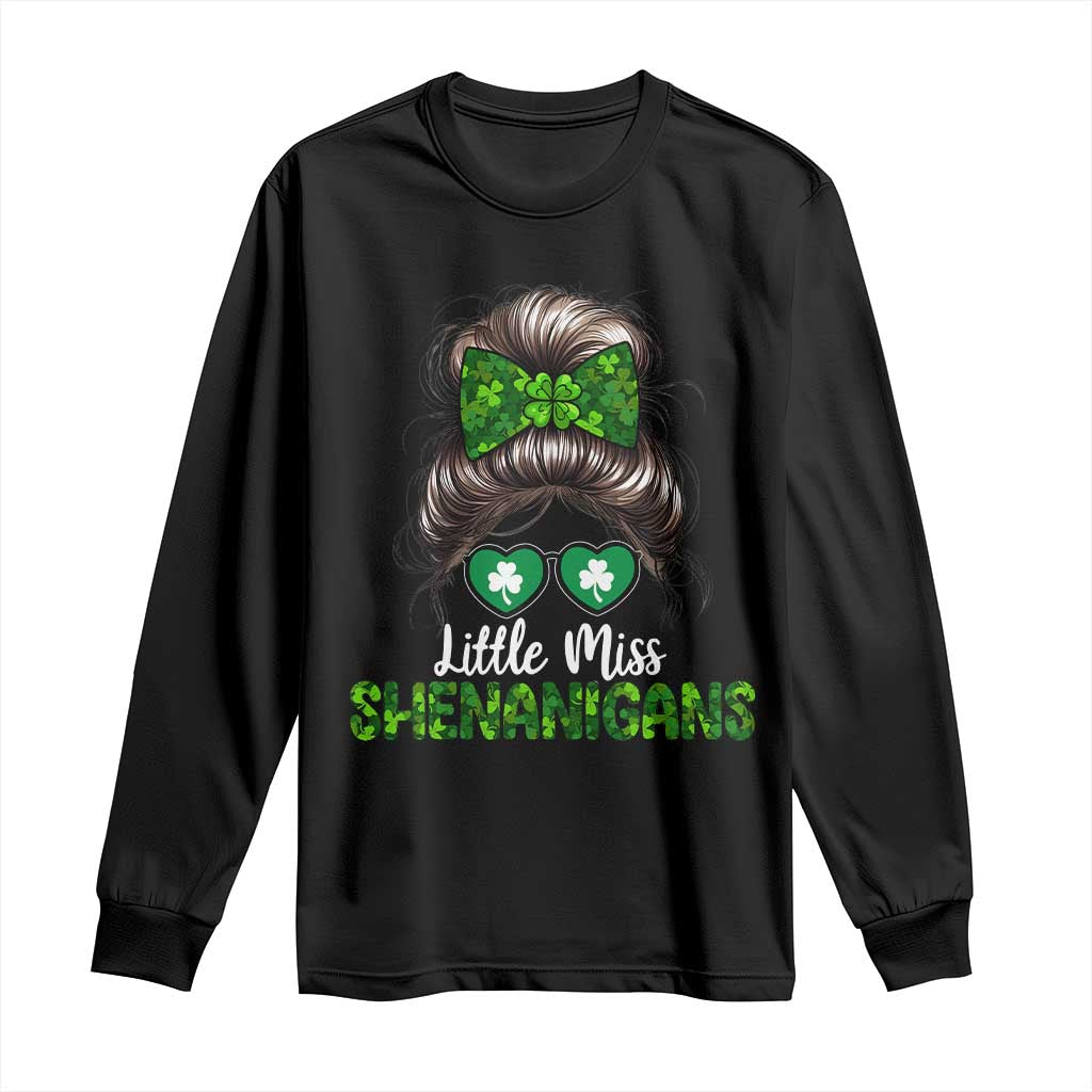 Little Miss Shenanigans St Patricks Day Long Sleeve Shirt Kids Girls Toddler TS10 Black Print Your Wear