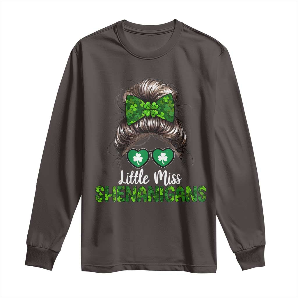 Little Miss Shenanigans St Patricks Day Long Sleeve Shirt Kids Girls Toddler TS10 Dark Chocolate Print Your Wear