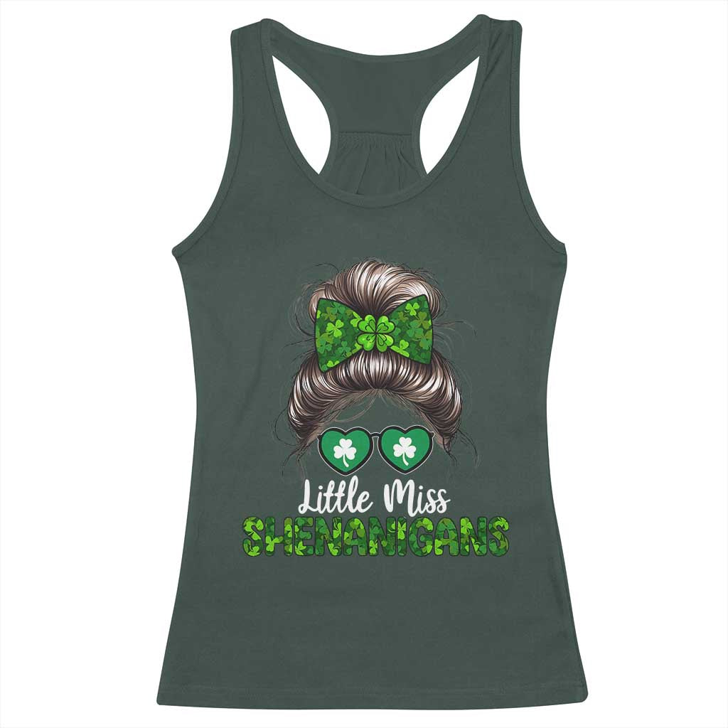 Little Miss Shenanigans St Patricks Day Racerback Tank Top Kids Girls Toddler TS10 Dark Forest Green Print Your Wear