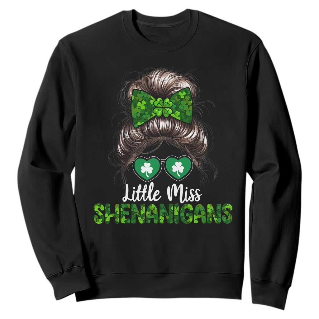 Little Miss Shenanigans St Patricks Day Sweatshirt Kids Girls Toddler TS10 Black Print Your Wear