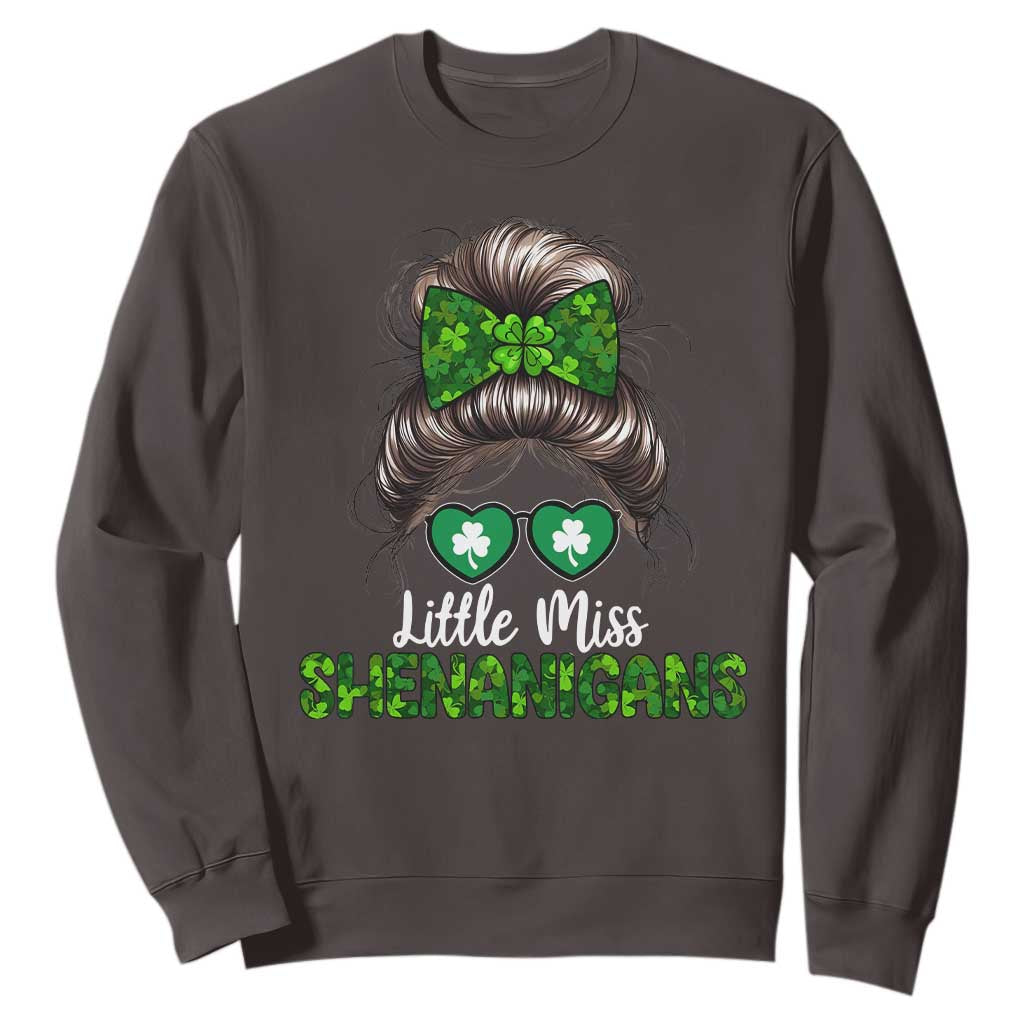 Little Miss Shenanigans St Patricks Day Sweatshirt Kids Girls Toddler TS10 Dark Chocolate Print Your Wear