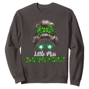 Little Miss Shenanigans St Patricks Day Sweatshirt Kids Girls Toddler TS10 Dark Chocolate Print Your Wear