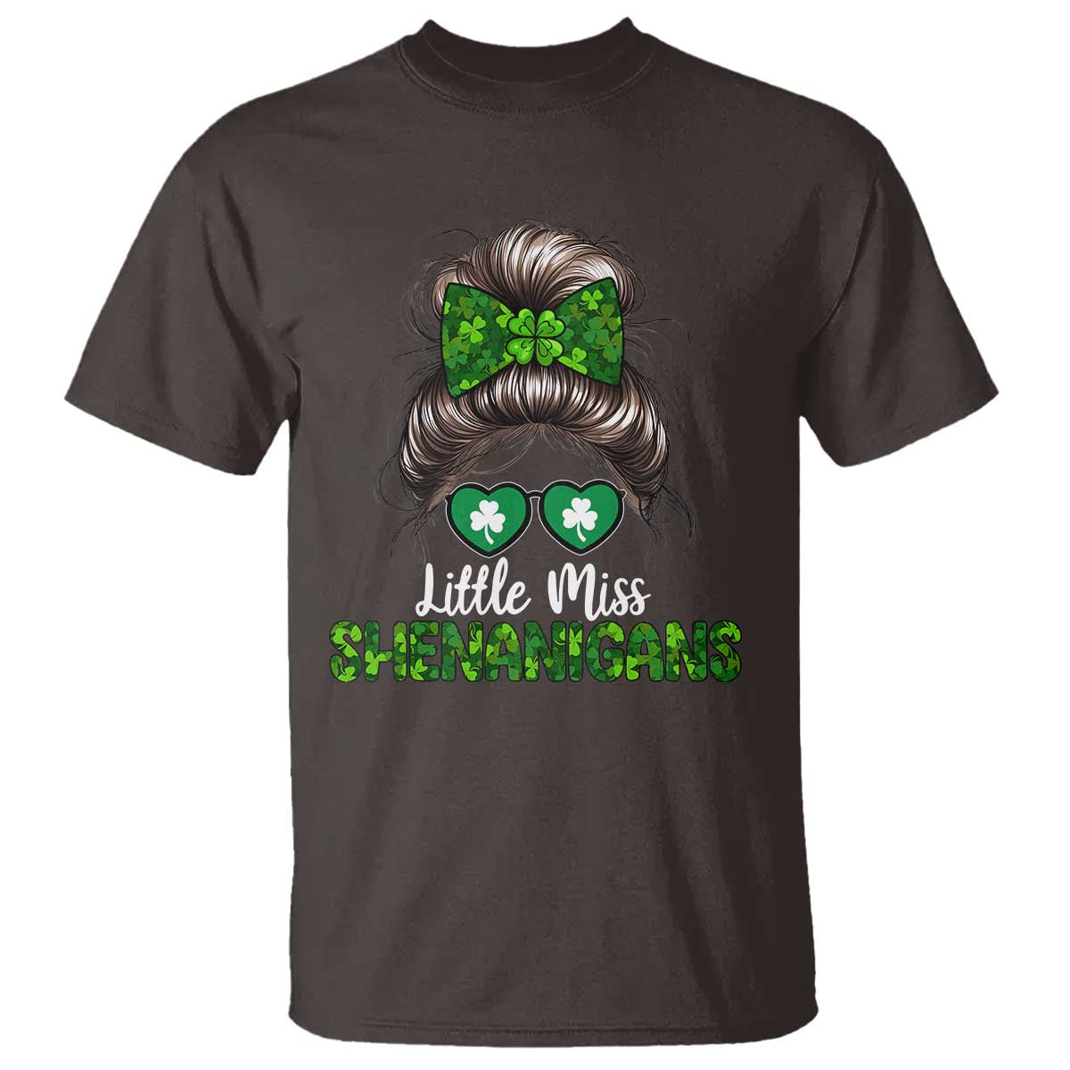 Little Miss Shenanigans St Patricks Day T Shirt Kids Girls Toddler TS10 Dark Chocolate Print Your Wear