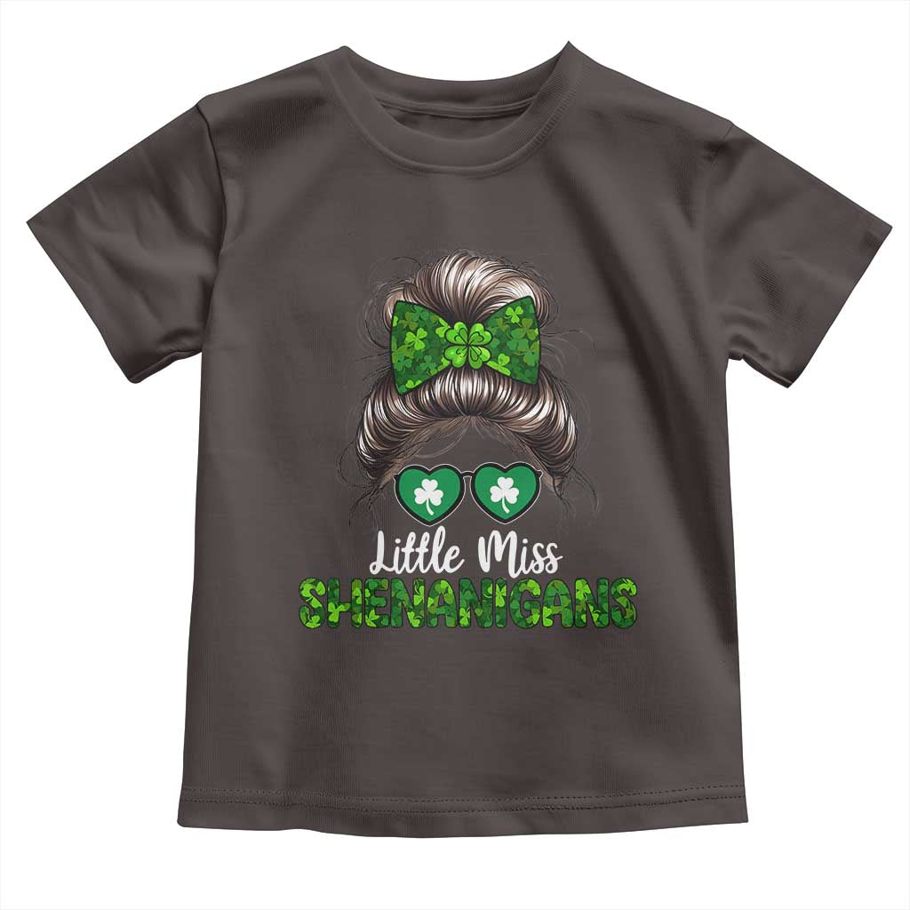 Little Miss Shenanigans St Patricks Day Toddler T Shirt Kids Girls Toddler TS10 Dark Chocolate Print Your Wear