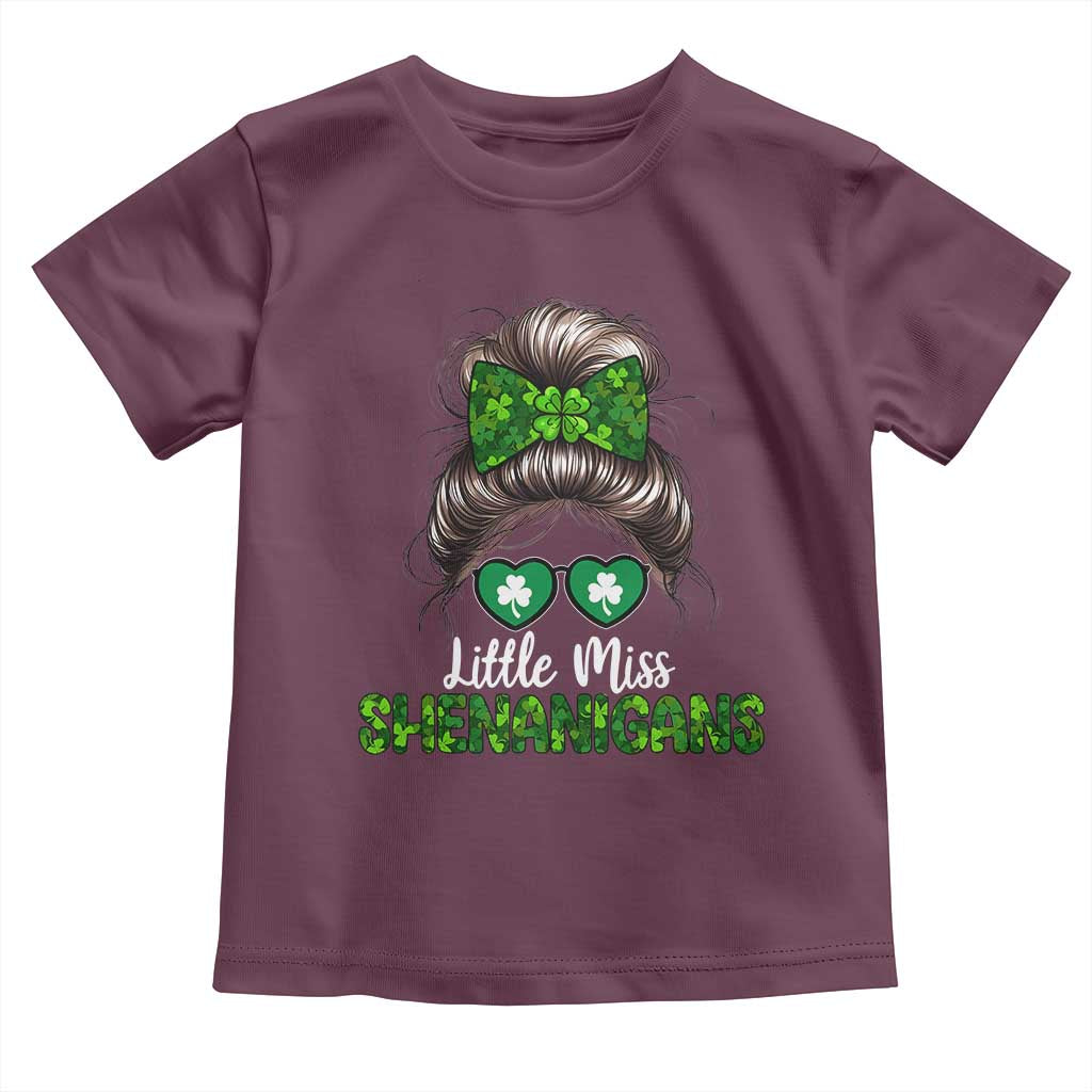 Little Miss Shenanigans St Patricks Day Toddler T Shirt Kids Girls Toddler TS10 Maroon Print Your Wear