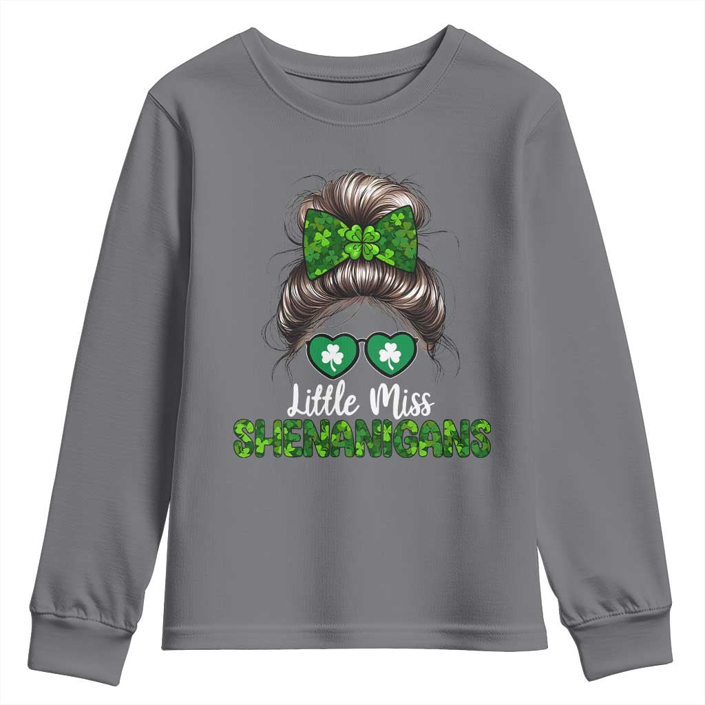 Little Miss Shenanigans St Patricks Day Youth Sweatshirt Kids Girls Toddler TS10 Charcoal Print Your Wear