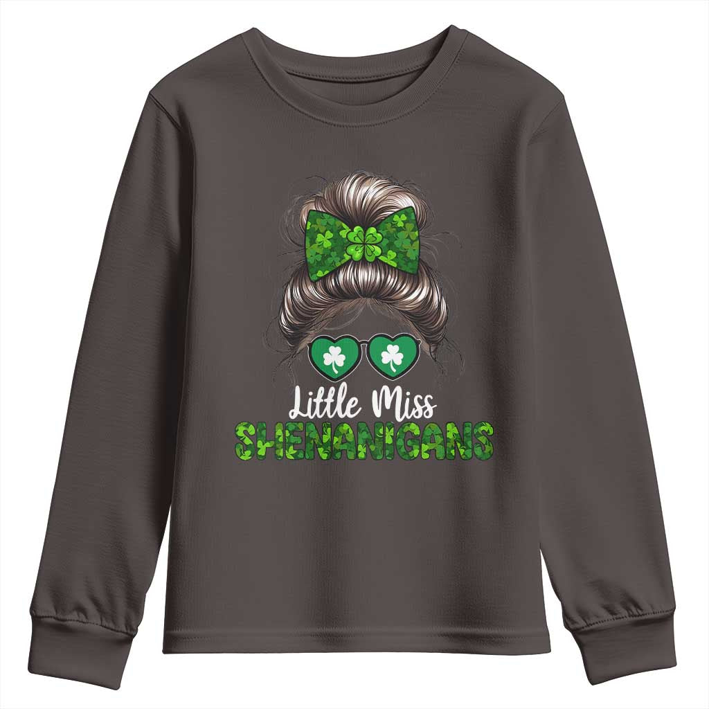 Little Miss Shenanigans St Patricks Day Youth Sweatshirt Kids Girls Toddler TS10 Dark Chocolate Print Your Wear