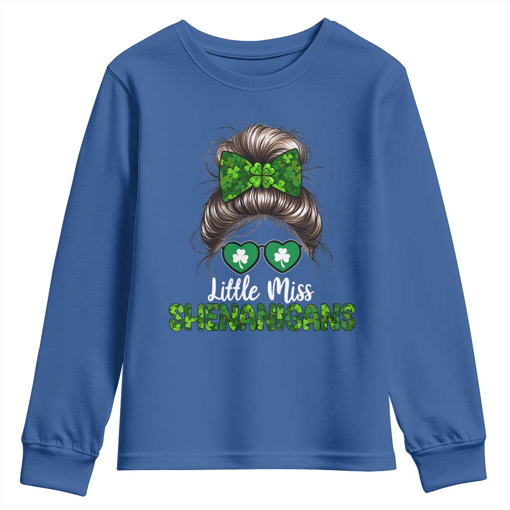 Little Miss Shenanigans St Patricks Day Youth Sweatshirt Kids Girls Toddler TS10 Royal Blue Print Your Wear