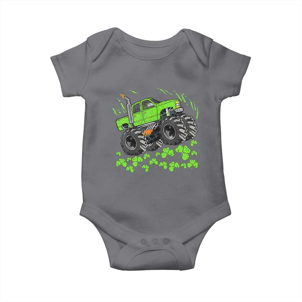 Boys St Patricks Day Lucky Monster Truck Baby Onesie TS10 Charcoal Print Your Wear