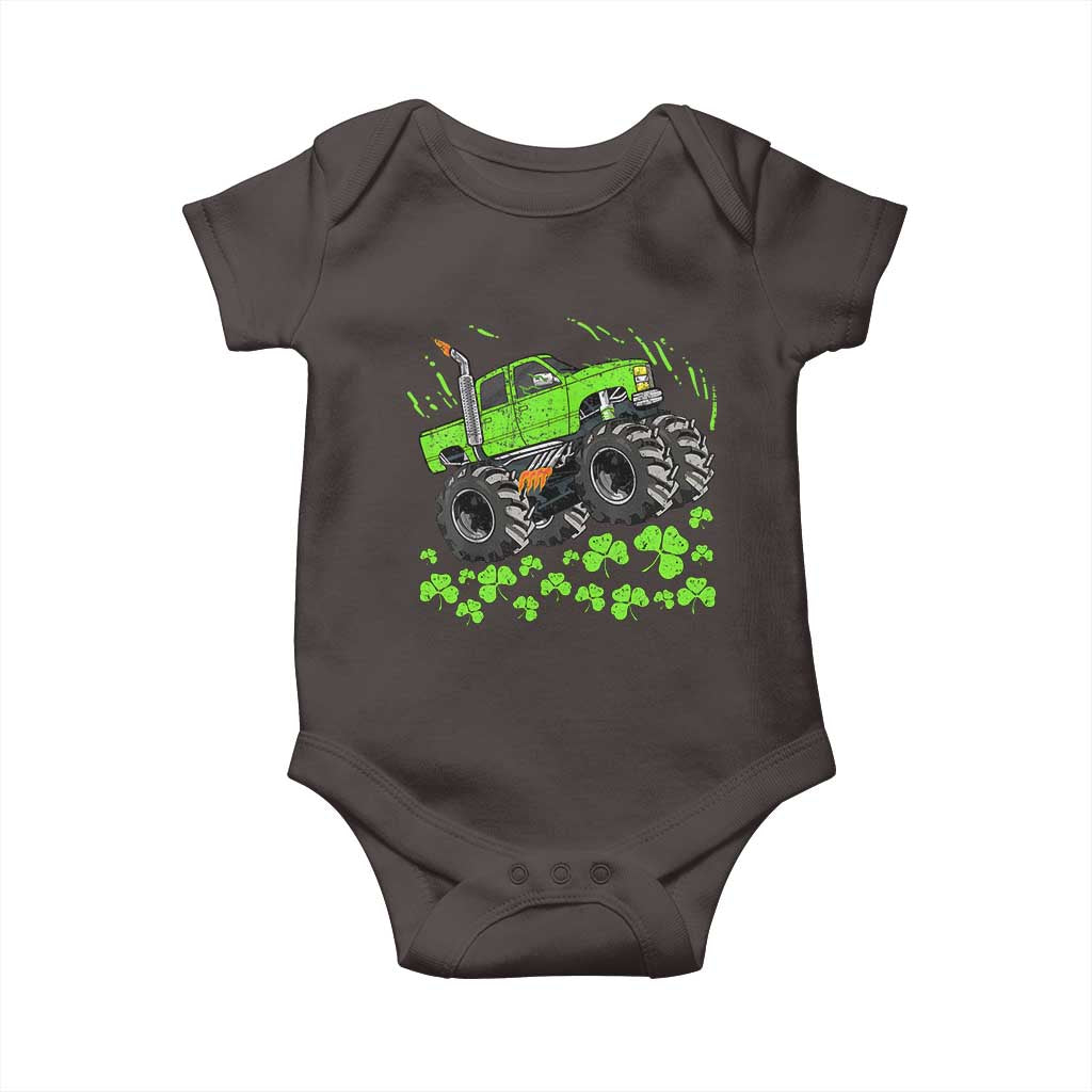 Boys St Patricks Day Lucky Monster Truck Baby Onesie TS10 Dark Chocolate Print Your Wear