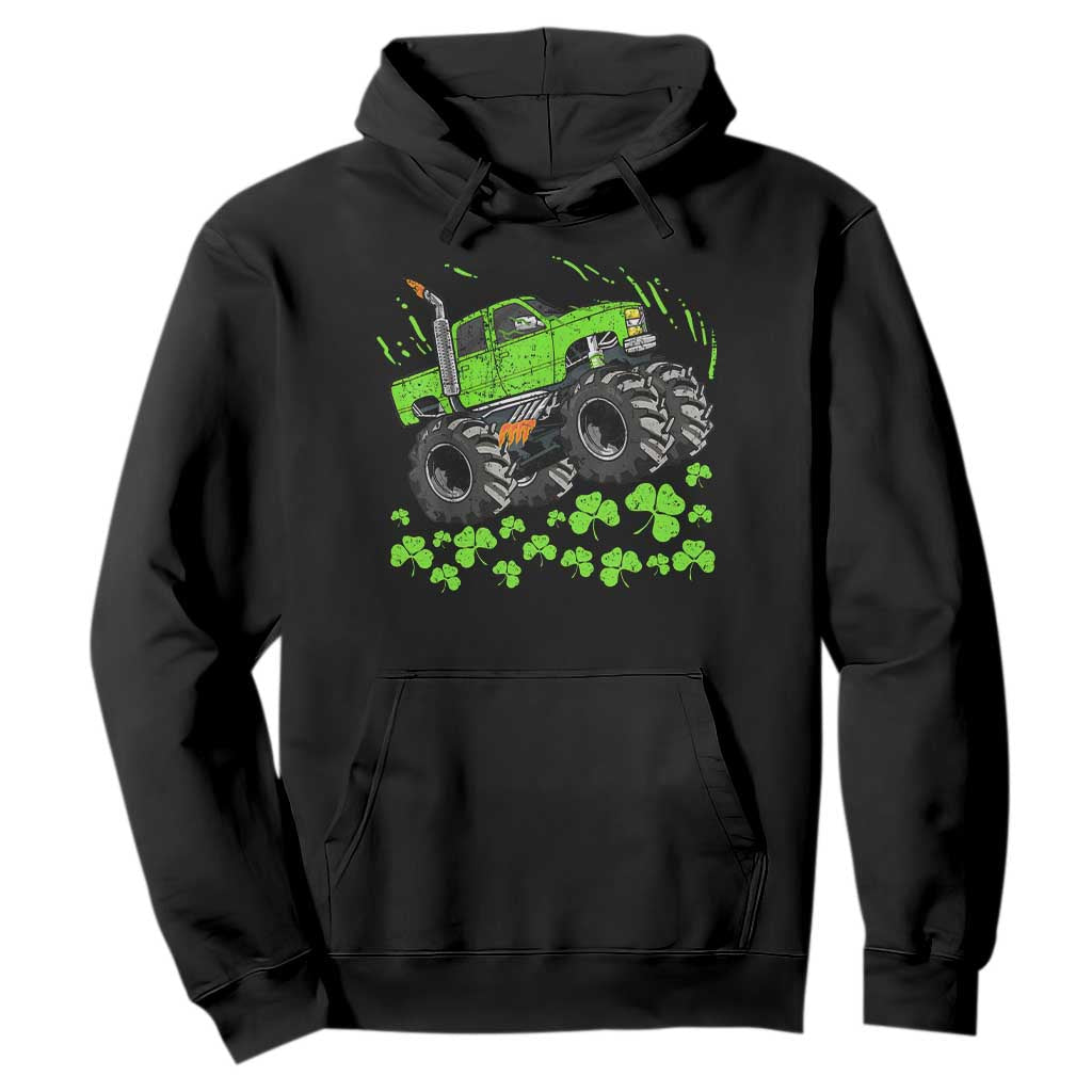 Boys St Patricks Day Lucky Monster Truck Hoodie TS10 Black Print Your Wear