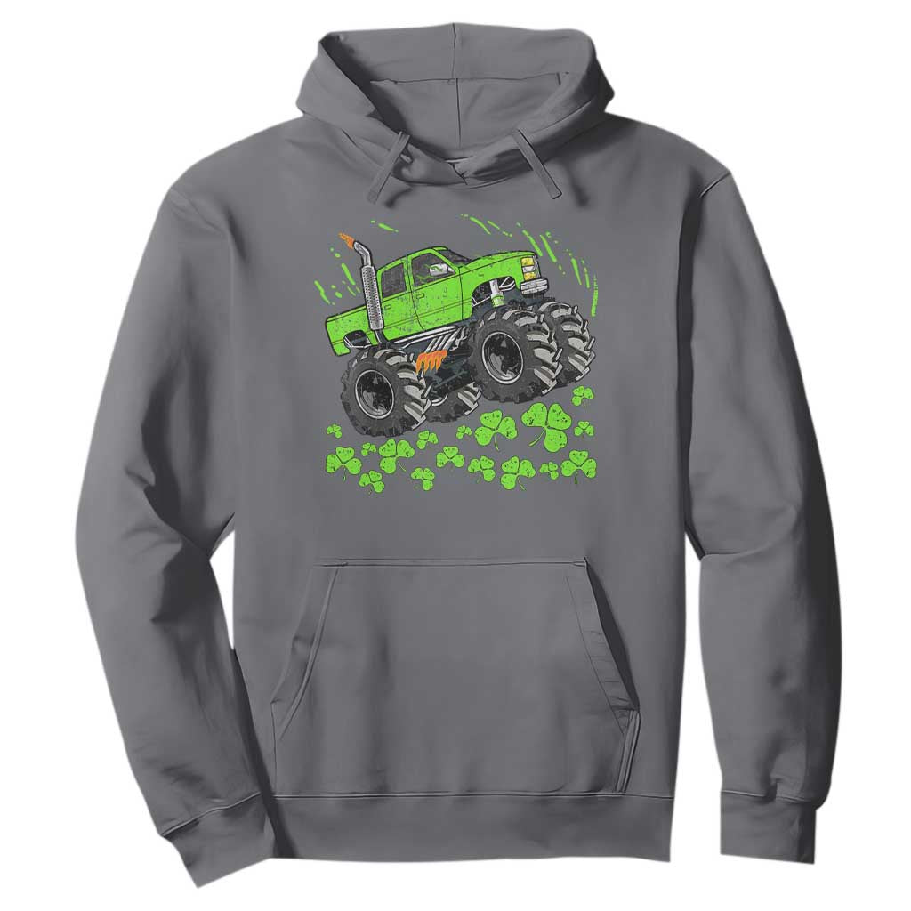 Boys St Patricks Day Lucky Monster Truck Hoodie TS10 Charcoal Print Your Wear