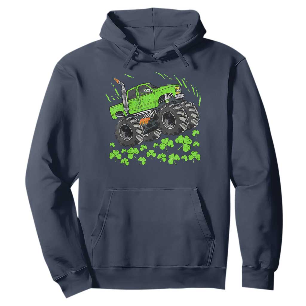 Boys St Patricks Day Lucky Monster Truck Hoodie TS10 Navy Print Your Wear