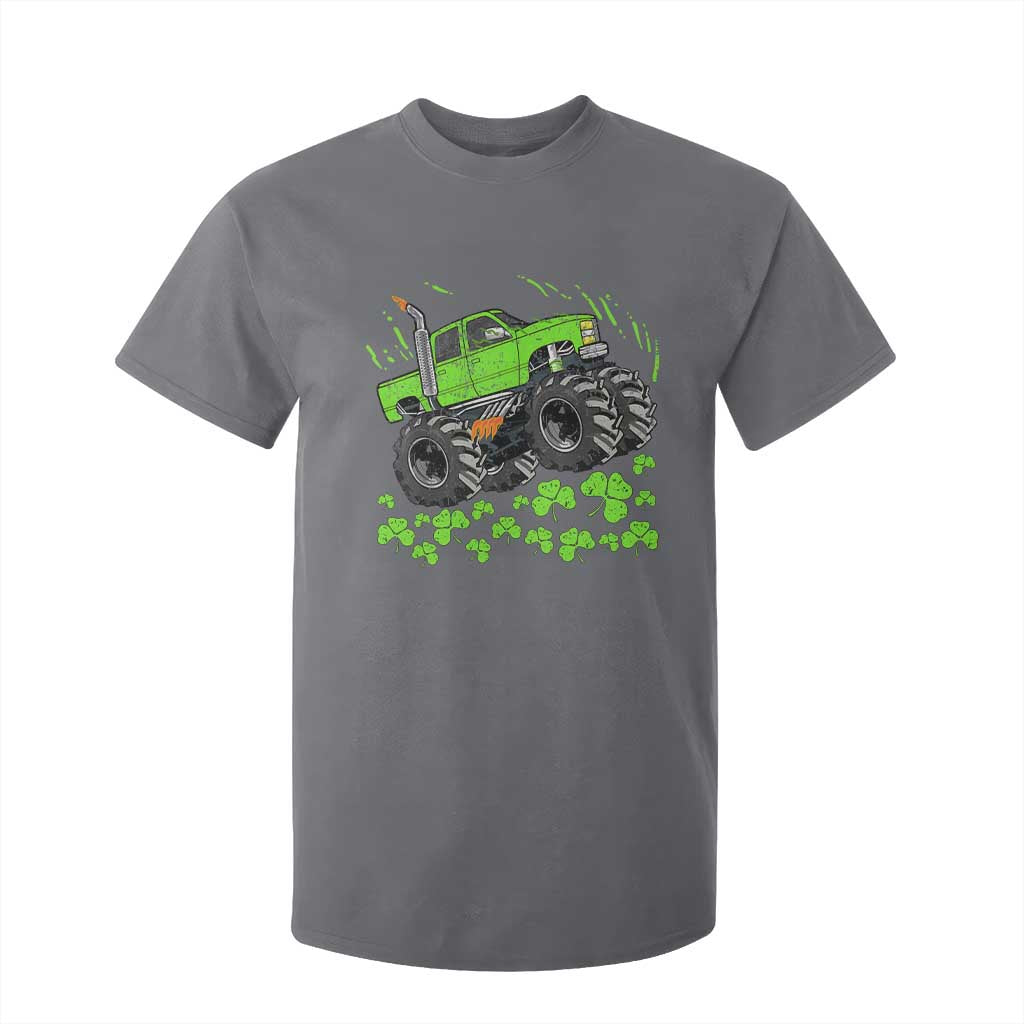 Boys St Patricks Day Lucky Monster Truck T Shirt For Kid TS10 Charcoal Print Your Wear