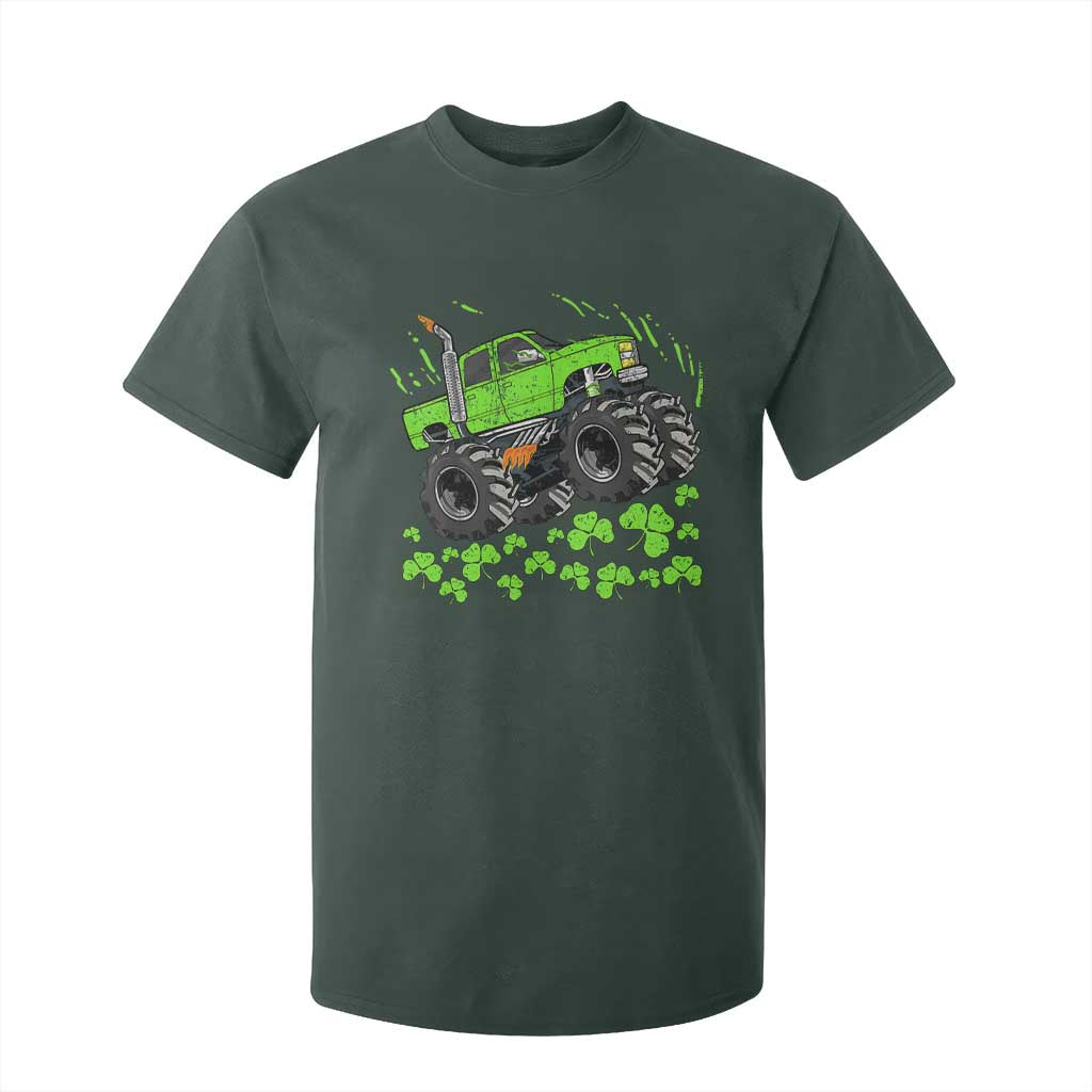 Boys St Patricks Day Lucky Monster Truck T Shirt For Kid TS10 Dark Forest Green Print Your Wear