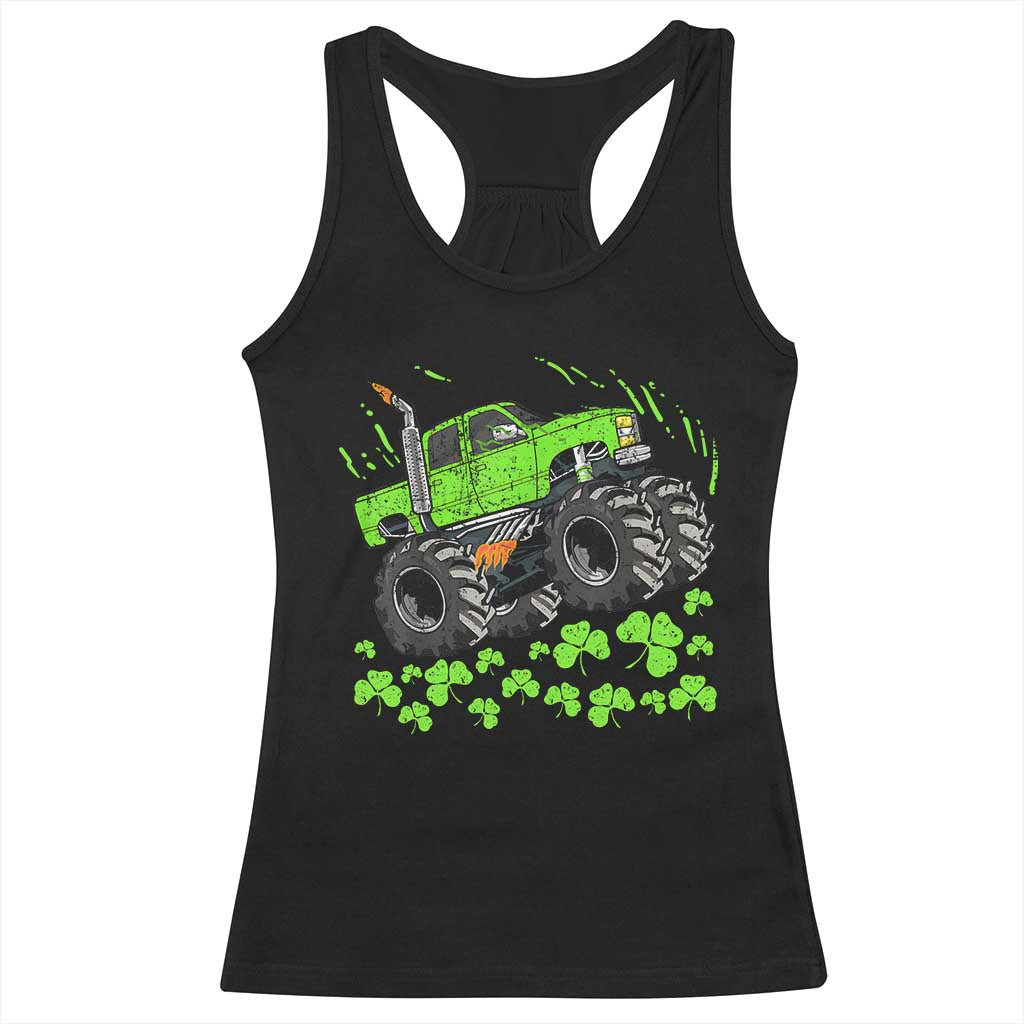 Boys St Patricks Day Lucky Monster Truck Racerback Tank Top TS10 Black Print Your Wear