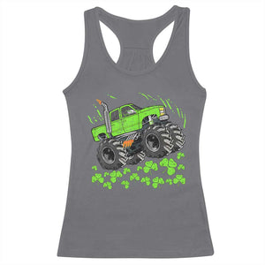 Boys St Patricks Day Lucky Monster Truck Racerback Tank Top TS10 Charcoal Print Your Wear
